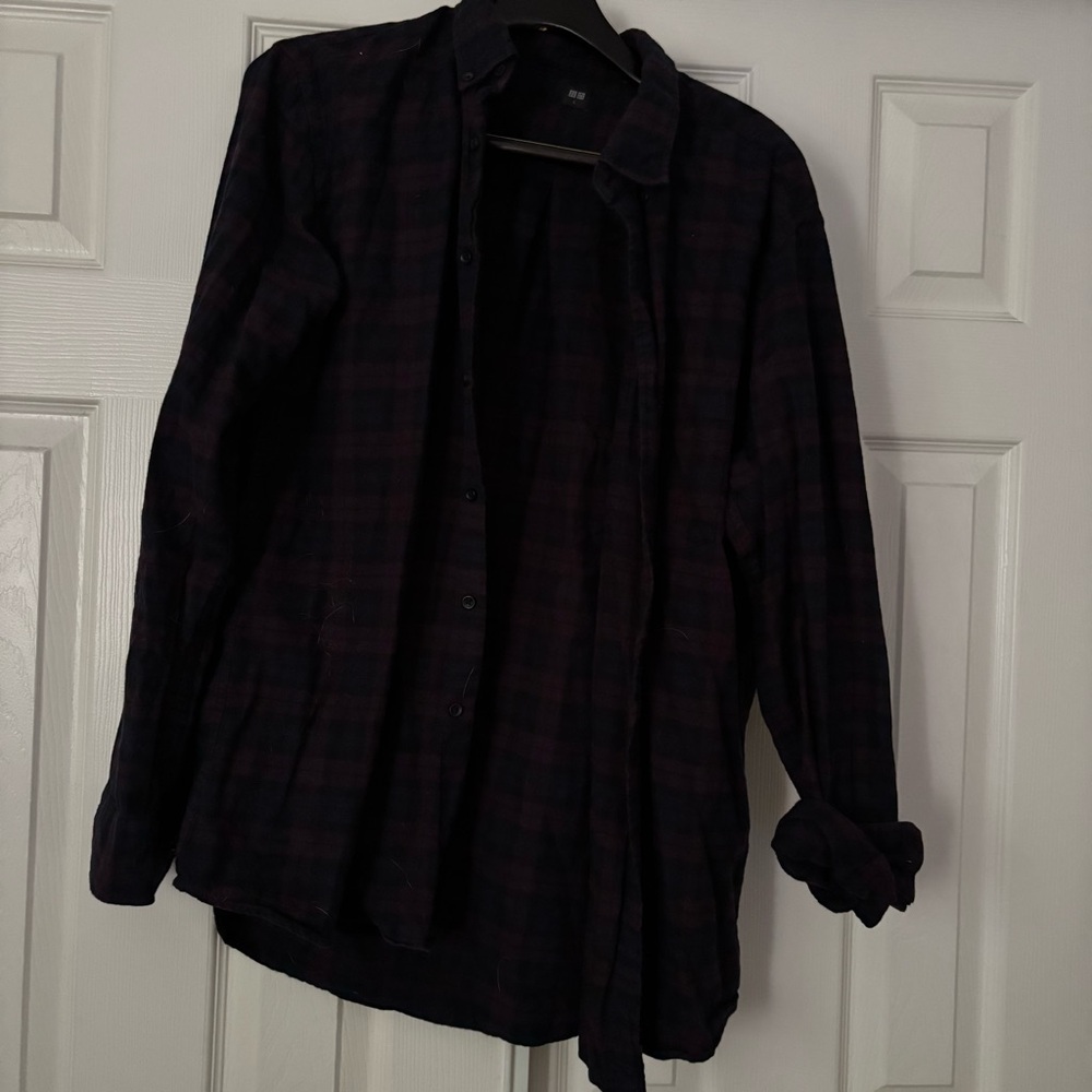 Uniqlo Men's Dark Plaid Shirt Jacket